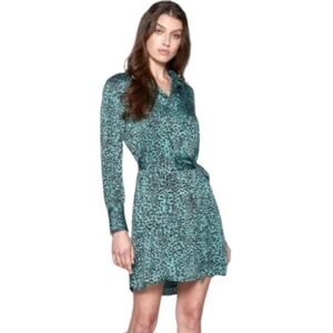 Equipment Temera Belted Dress Moroccan Cheetah‎ Jade/True Black Size L